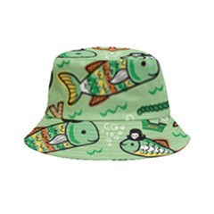 Seamless-pattern-fishes-pirates-cartoon Bucket Hat by uniart180623