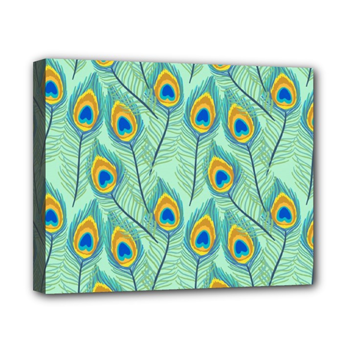 Lovely-peacock-feather-pattern-with-flat-design Canvas 10  x 8  (Stretched)