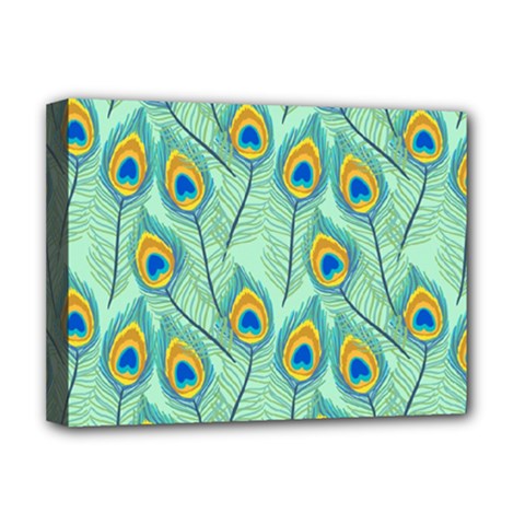 Lovely-peacock-feather-pattern-with-flat-design Deluxe Canvas 16  X 12  (stretched)  by uniart180623