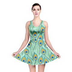 Lovely-peacock-feather-pattern-with-flat-design Reversible Skater Dress by uniart180623