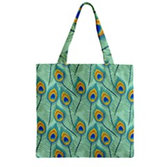 Lovely-peacock-feather-pattern-with-flat-design Zipper Grocery Tote Bag by uniart180623