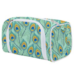 Lovely-peacock-feather-pattern-with-flat-design Toiletries Pouch by uniart180623