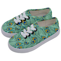 Lovely-peacock-feather-pattern-with-flat-design Kids  Classic Low Top Sneakers by uniart180623