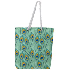 Lovely-peacock-feather-pattern-with-flat-design Full Print Rope Handle Tote (large) by uniart180623