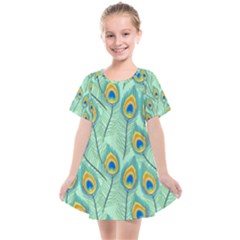 Lovely-peacock-feather-pattern-with-flat-design Kids  Smock Dress by uniart180623