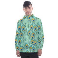 Lovely-peacock-feather-pattern-with-flat-design Men s Front Pocket Pullover Windbreaker by uniart180623