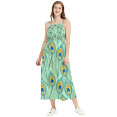 Lovely-peacock-feather-pattern-with-flat-design Boho Sleeveless Summer Dress by uniart180623