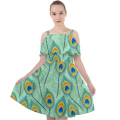 Lovely-peacock-feather-pattern-with-flat-design Cut Out Shoulders Chiffon Dress by uniart180623