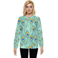 Lovely-peacock-feather-pattern-with-flat-design Hidden Pocket Sweatshirt by uniart180623