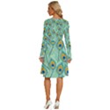 Lovely-peacock-feather-pattern-with-flat-design Long Sleeve Dress With Pocket View4