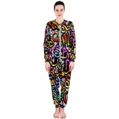 Graffiti-word-seamless-pattern Onepiece Jumpsuit (ladies) by uniart180623