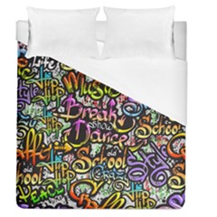 Graffiti-word-seamless-pattern Duvet Cover (queen Size) by uniart180623