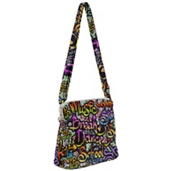 Graffiti-word-seamless-pattern Zipper Messenger Bag by uniart180623