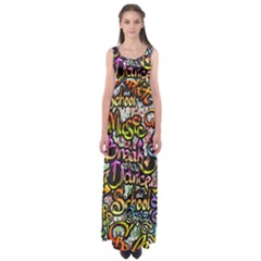 Graffiti-word-seamless-pattern Empire Waist Maxi Dress by uniart180623