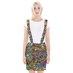 Graffiti-word-seamless-pattern Braces Suspender Skirt