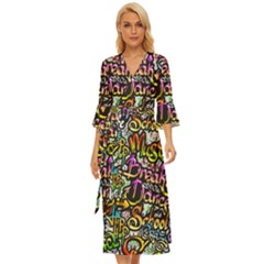 Graffiti-word-seamless-pattern Midsummer Wrap Dress by uniart180623