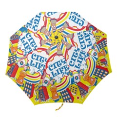 Colorful-city-life-horizontal-seamless-pattern-urban-city Folding Umbrellas by uniart180623