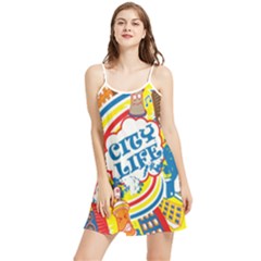 Colorful-city-life-horizontal-seamless-pattern-urban-city Summer Frill Dress by uniart180623