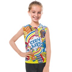 Colorful-city-life-horizontal-seamless-pattern-urban-city Kids  Mesh Tank Top