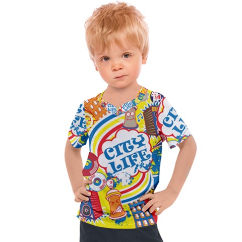 Colorful-city-life-horizontal-seamless-pattern-urban-city Kids  Sports Tee by uniart180623