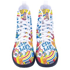 Colorful-city-life-horizontal-seamless-pattern-urban-city Men s High-top Canvas Sneakers by uniart180623