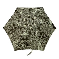 Four-hand-drawn-city-patterns Mini Folding Umbrellas by uniart180623