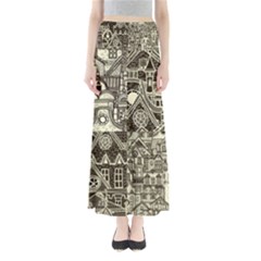 Four-hand-drawn-city-patterns Full Length Maxi Skirt by uniart180623