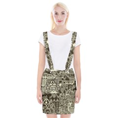 Four-hand-drawn-city-patterns Braces Suspender Skirt