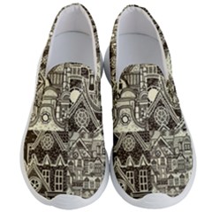 Four-hand-drawn-city-patterns Men s Lightweight Slip Ons by uniart180623