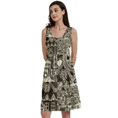 Four-hand-drawn-city-patterns Classic Skater Dress by uniart180623