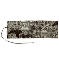 Four-hand-drawn-city-patterns Roll Up Canvas Pencil Holder (m) by uniart180623