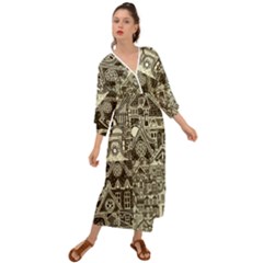 Four-hand-drawn-city-patterns Grecian Style  Maxi Dress by uniart180623