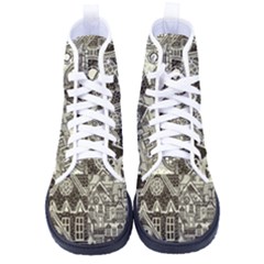 Four-hand-drawn-city-patterns Men s High-top Canvas Sneakers by uniart180623