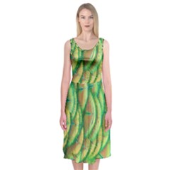 Beautiful-peacock Midi Sleeveless Dress by uniart180623