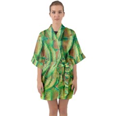 Beautiful-peacock Half Sleeve Satin Kimono  by uniart180623