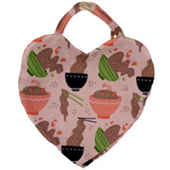 Japanese Street Food  Soba Noodle In Bowls Giant Heart Shaped Tote by uniart180623