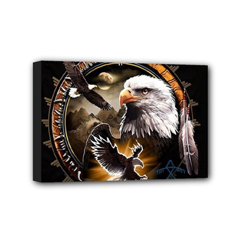 Eagle Dreamcatcher Art Bird Native American Mini Canvas 6  X 4  (stretched) by uniart180623