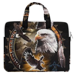 Eagle Dreamcatcher Art Bird Native American Macbook Pro 13  Double Pocket Laptop Bag by uniart180623