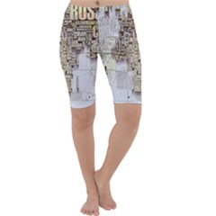 3d Typography World Map Cropped Leggings  by uniart180623