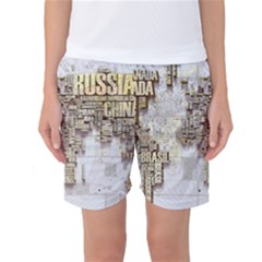 3d Typography World Map Women s Basketball Shorts by uniart180623