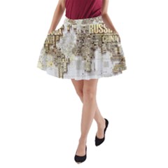 3d Typography World Map A-line Pocket Skirt by uniart180623