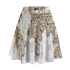 3d Typography World Map High Waist Skirt by uniart180623