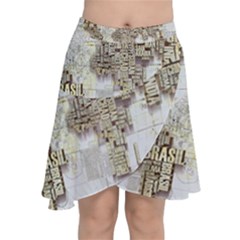 3d Typography World Map Chiffon Wrap Front Skirt by uniart180623