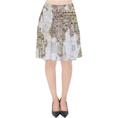 3d Typography World Map Velvet High Waist Skirt by uniart180623