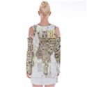 3d Typography World Map Velvet Long Sleeve Shoulder Cutout Dress View2