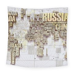 3d Typography World Map Square Tapestry (large) by uniart180623