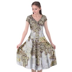 3d Typography World Map Cap Sleeve Wrap Front Dress by uniart180623