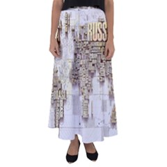 3d Typography World Map Flared Maxi Skirt by uniart180623