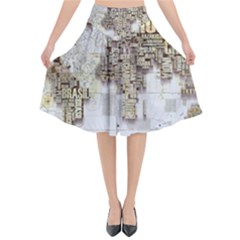 3d Typography World Map Flared Midi Skirt by uniart180623