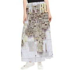 3d Typography World Map Maxi Chiffon Skirt by uniart180623